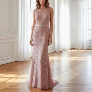 Lia Lee Dusty Rose Sequin Maxi Gown: Formal Elegance Size Large